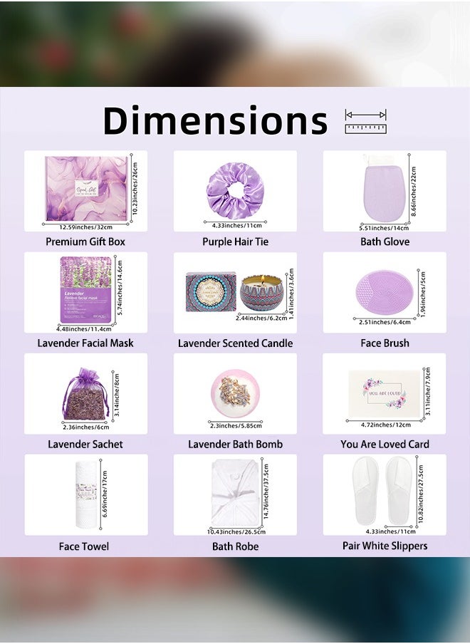 Bolivia's Spa Gift Set for Women, Lavender Essentials Bath and Body 12 items Set - with Bathrobe, Towel, Slippers,Gifts for Girlfriend, Sister, Mom; Mothers Day Gifts, Birthday Gifts for Women  - Image 3