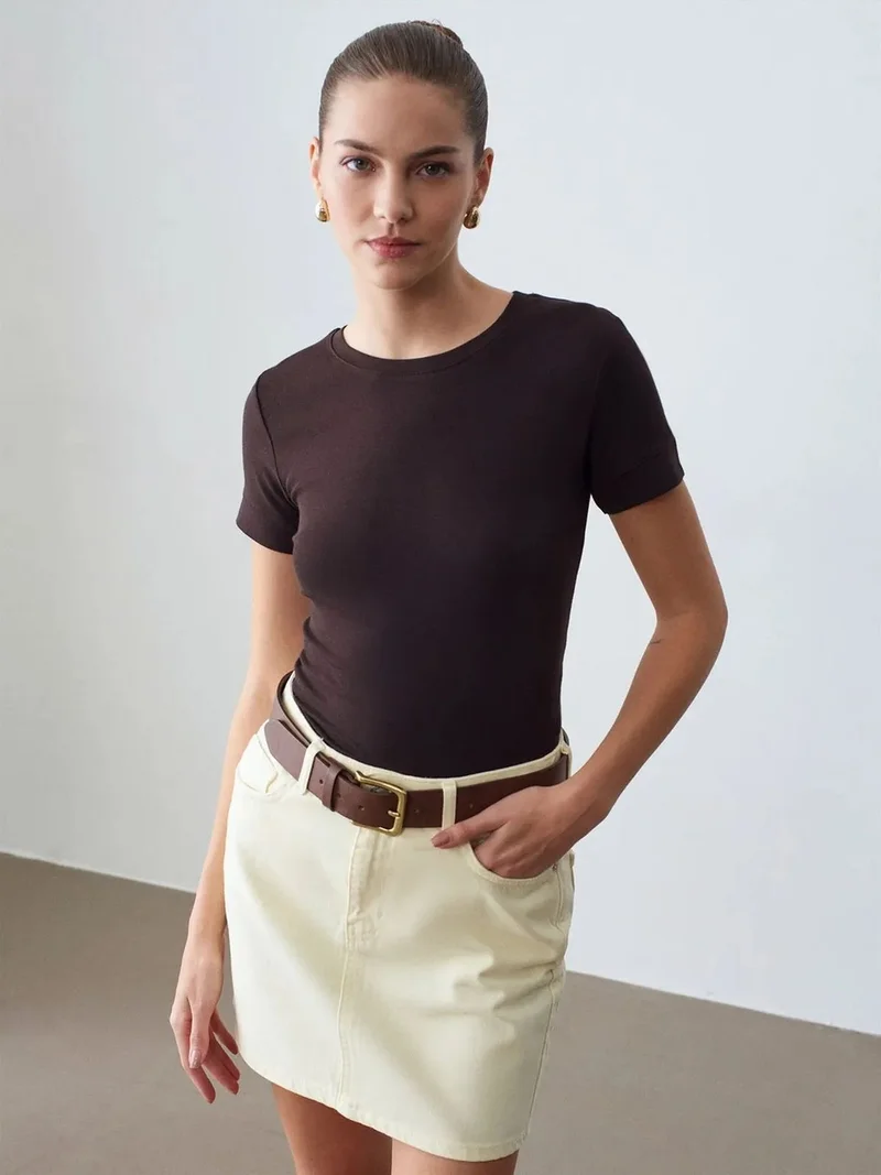Dilvin DILVIN Women's Slim Fit Crew Neck T-Shirt