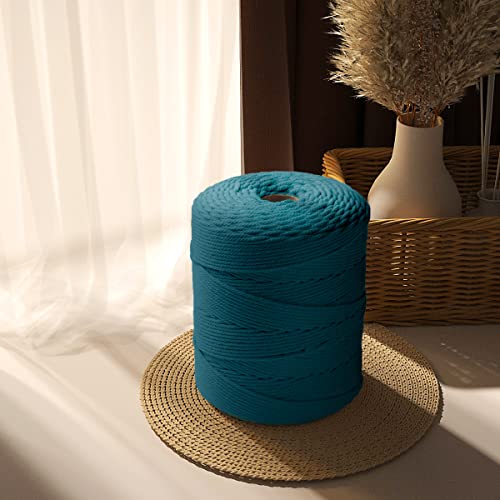 ZUEXT Macrame Cotton Cord 4mm x 547yds, ZUEXT Natural Handmade Peacock Blue Braided Cords 4 Strands Knitted Rope String for Craft Wall Hanging Weaving Tapestry Dream Catchers Hanger DIY Gift (500m) - Image 5