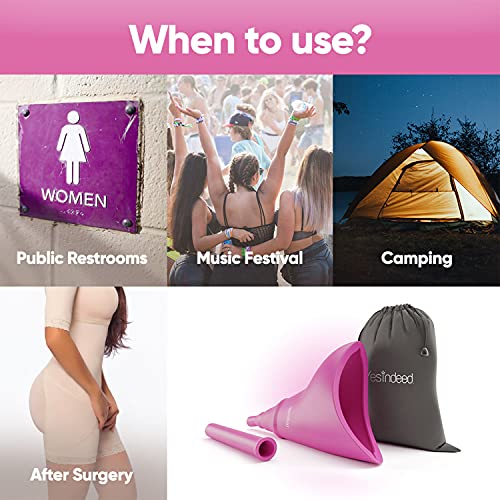 YESINDEED The Original YESINDEED Female Urination Device Silicone Funnel Urine Cups Portable Urinal for Women Standing Up to Pee Reusable Easy to Clean, for After Surgery, Outdoor +Extension Tube (Purple) - Image 4