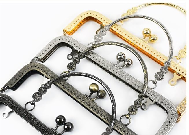 Tia Rectangle Metal Frame Embossing Beads Kiss Metal Clasp for DIY Purse Bag Fashion Clutch Bags Accessories GoldenRectangle with Handle78 Inch1Pc - Image 4