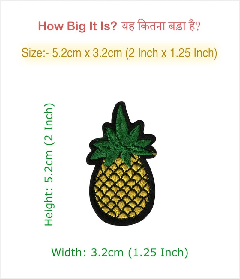 Generic 4 Pcs Pineapple Fruits Applique Embroidered Sew-on Patch ; Size Small: 5.2cm x 3.2cm for Jackets, Bags, Caps, Jeans, Outdoor Clothing ; Imported from Malaysia (4 Pieces). (Code: SBX-277) - Image 2
