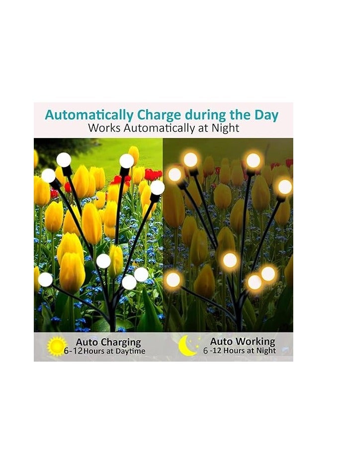 Solar Lamp 2 Packs with 6 Head Solar Swaying Firefly Lamps Intelligent Light Control Outdoor Waterproof Ground Plug Light for Garden Yard Lawn Atmosphere Decoration Solar Lamp (Warm） - Image 3