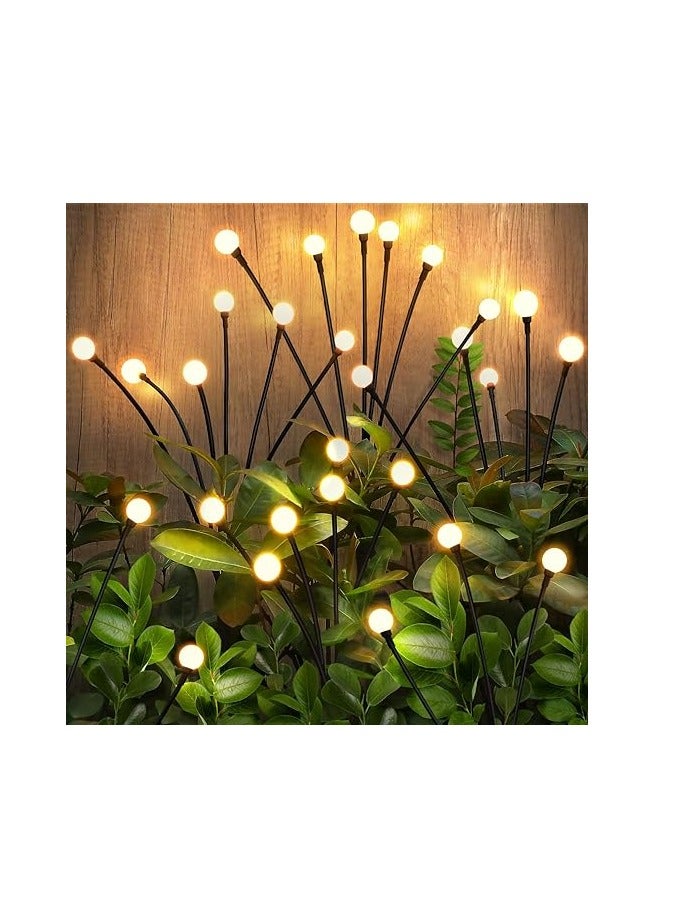 Solar Lamp 2 Packs with 6 Head Solar Swaying Firefly Lamps Intelligent Light Control Outdoor Waterproof Ground Plug Light for Garden Yard Lawn Atmosphere Decoration Solar Lamp (Warm） - Image 4