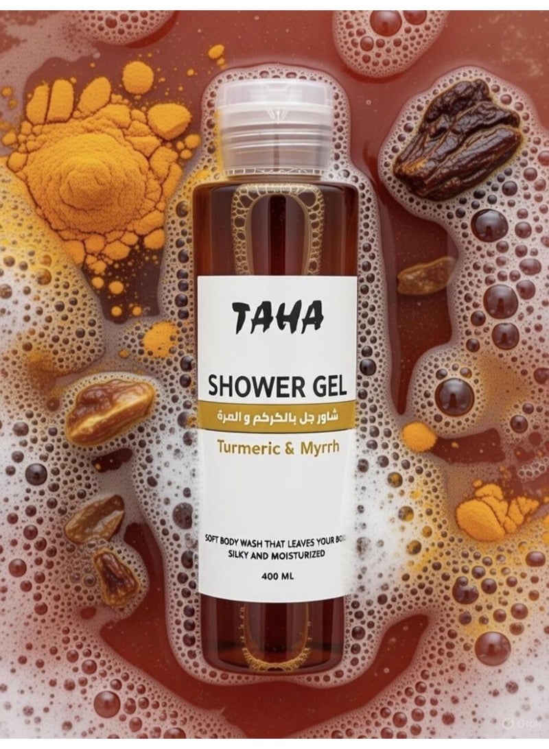 TAHA Turmeric and Myrrh Shower Gel 400ml - Image 5