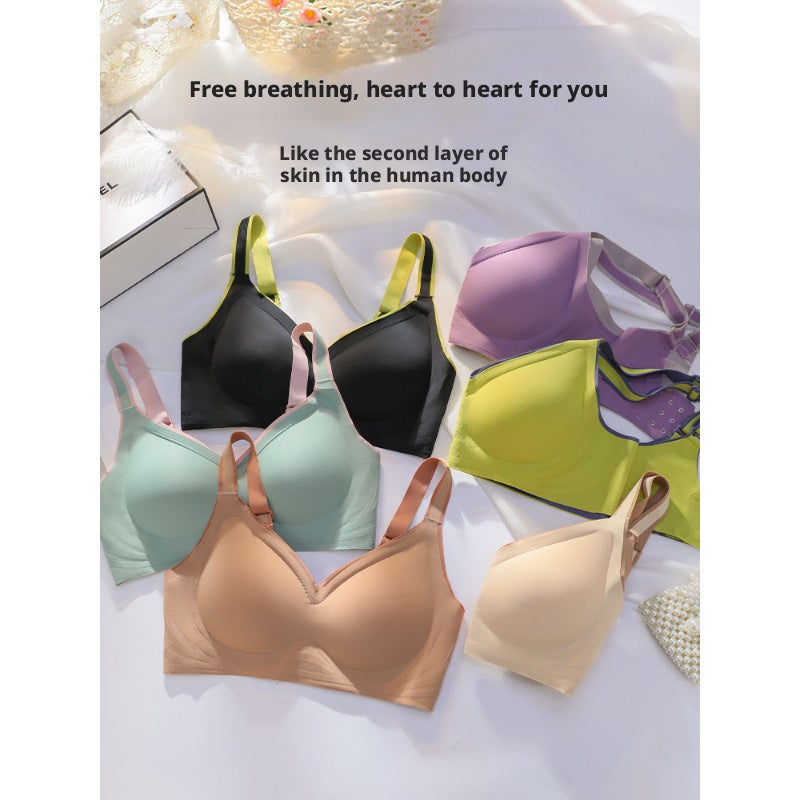 Seamless Latex Bra Wire-Free Push Up Gather Side Boobs Anti Sagging Sports Vest Style for Women - Image 4