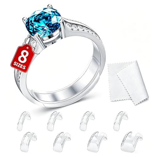 Syofbt Ring Sizers for Loose Rings - 8 Pack Invisible Guards Resizer for Men and Women, Use 8 Width Sizes Easy-Clip Ring Adjuster, Spacers & Tighteners, Fit Almost Any Rings, Fits Bands Width to 1-8mm - Image 1
