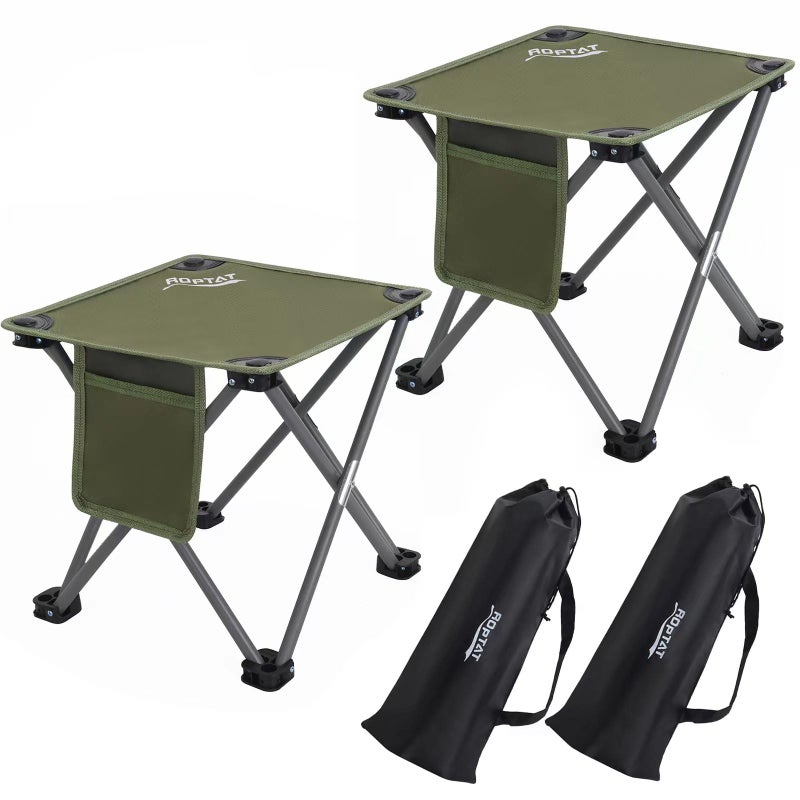 Roptat 2 Pack Camping Stool,Portable Folding Compact Lightweight Stool Seat for Camping Fishing Hiking Gardening Outdoor Walking Backpacking Travelling and Beach with Carry Bag - Image 1