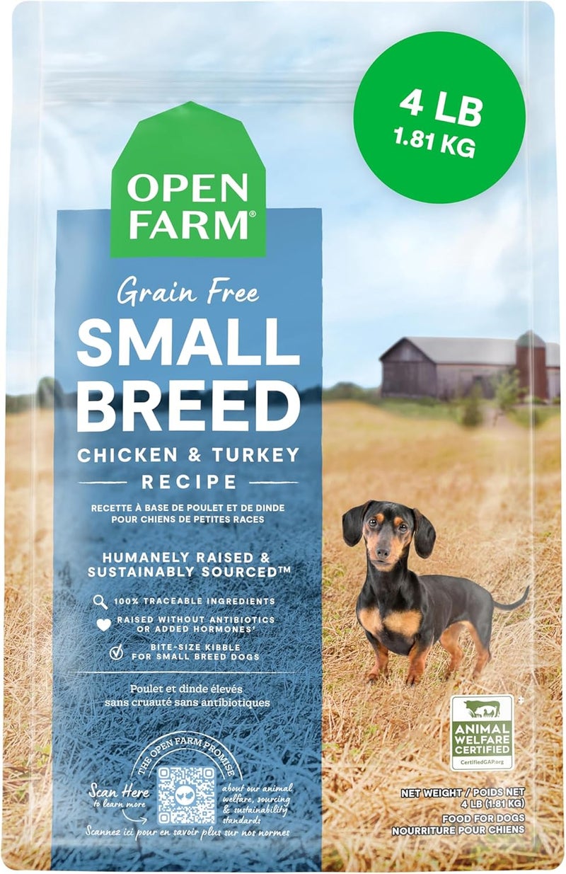 Open Farmgrain Free Small Breed Dry Dog Food - Chicken & Turkey Recipe - 4 LB (1.81 KG) - Image 1
