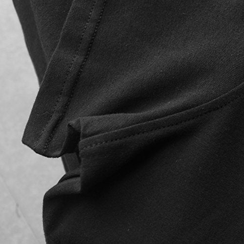 palglg Mens Long Sleeve Muscle Slim Fitted Cotton Henley T-Shirt with Buttons Black XL - Image 3