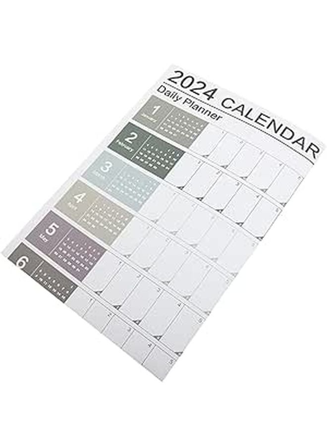 2024 Wall Calendar Yearly Planner English Hanging Paper Schedule Organizer Office Home - Image 1