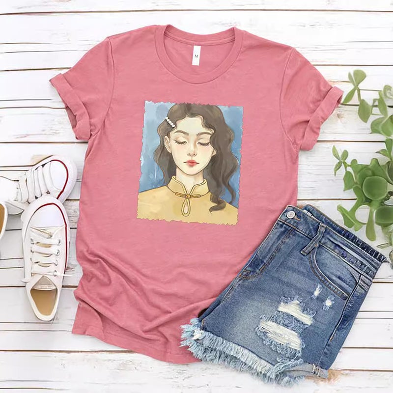 Foreign trade Independent Station Women's top Round Neck Cartoon Character Printed Short-sleeved t-shirt - Image 5