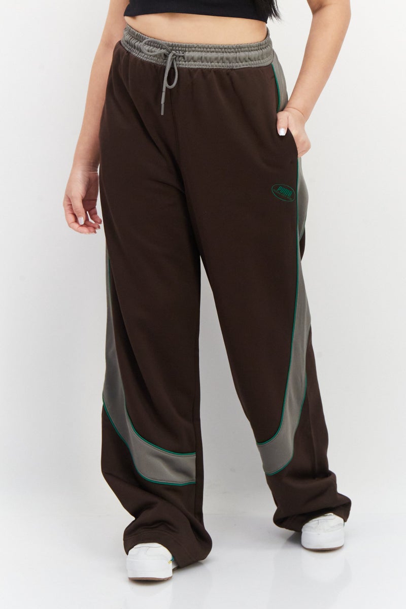 PUMA Women Sportswear Fit Drawstring Wide Leg Pants, Dark Brown  - Image 1