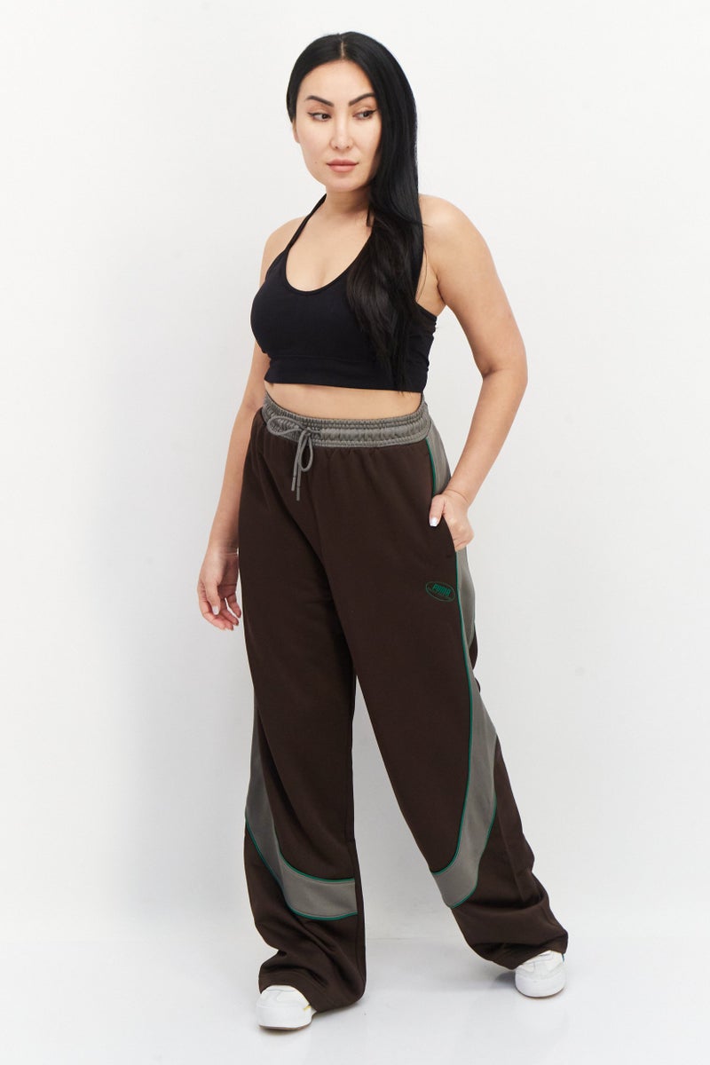 PUMA Women Sportswear Fit Drawstring Wide Leg Pants, Dark Brown  - Image 3