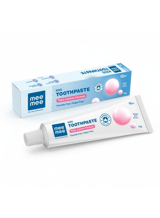 Mee Mee Kids Bubble Gum Toothpaste for 12+ Months | Fluoride-Free Baby Toothpaste with Xylitol & Calcium | Gentle Daily Oral Care for Babies & Toddlers | 70g - Image 1
