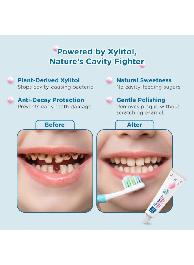 Mee Mee Kids Bubble Gum Toothpaste for 12+ Months | Fluoride-Free Baby Toothpaste with Xylitol & Calcium | Gentle Daily Oral Care for Babies & Toddlers | 70g - Image 3