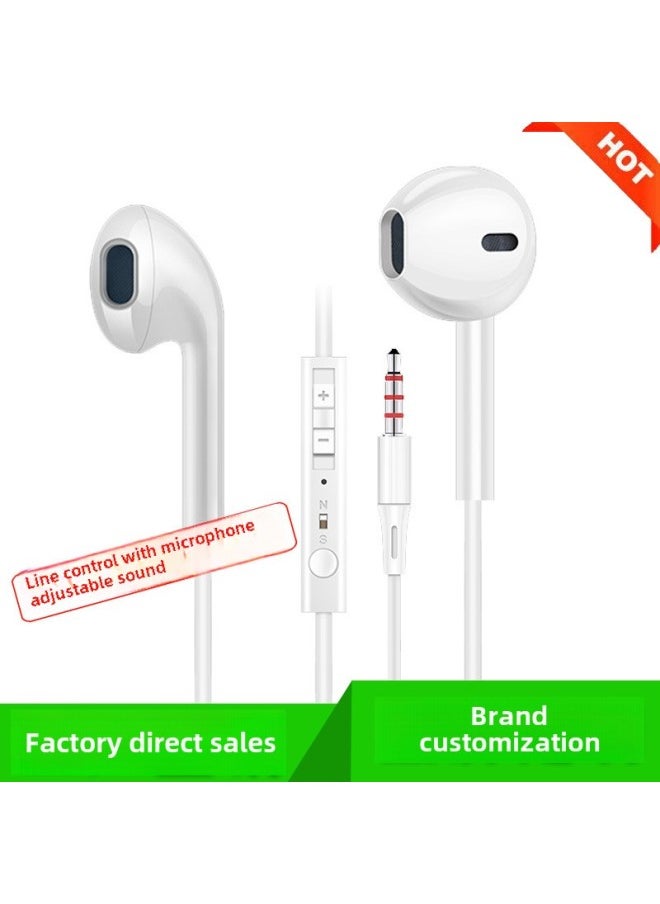 Generic - Acz In-ear Wire Control With Wheat For Millet Samsung Apple Mobile Phone Headset Outlet-Color:White Round Wire - Image 1