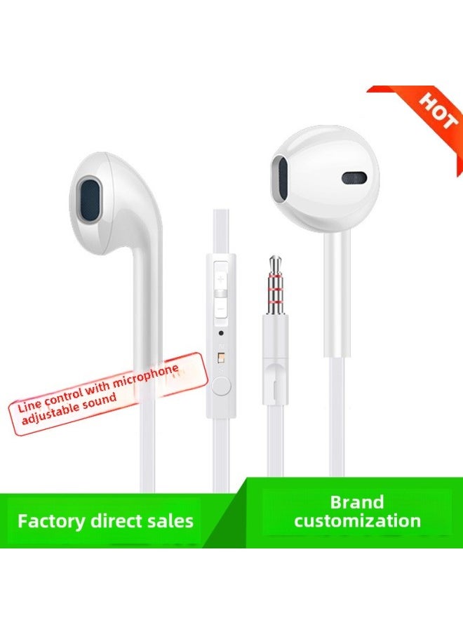 Generic - Acz In-ear Wire Control With Wheat For Millet Samsung Apple Mobile Phone Headset Outlet-Color:White Round Wire - Image 1