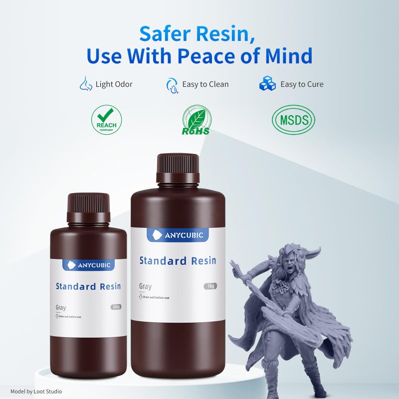 ANYCUBIC 3D Printer Resin, 405nm SLA UV-Curing Resin with High Precision and Quick Curing & Excellent Fluidity for LCD 3D Printing (Grey, 1kg) - Image 5