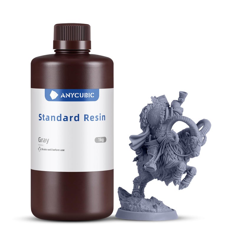 ANYCUBIC 3D Printer Resin, 405nm SLA UV-Curing Resin with High Precision and Quick Curing & Excellent Fluidity for LCD 3D Printing (Grey, 1kg) - Image 1