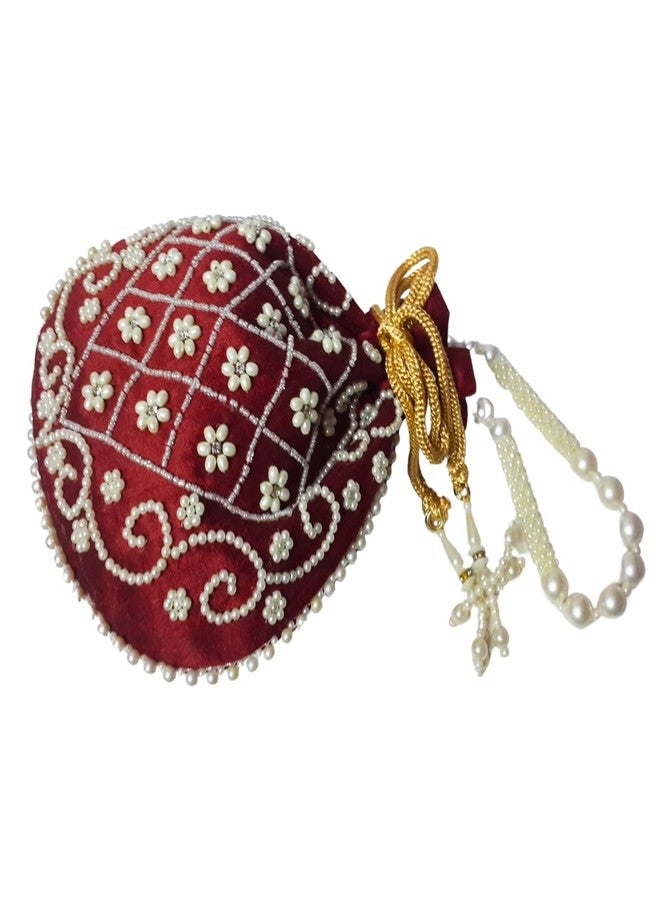 SUMERA WARQ Resin Slik Carrot Red Matka Designer Potli handbags for Women and Girls wedding party and Return gift - Image 4