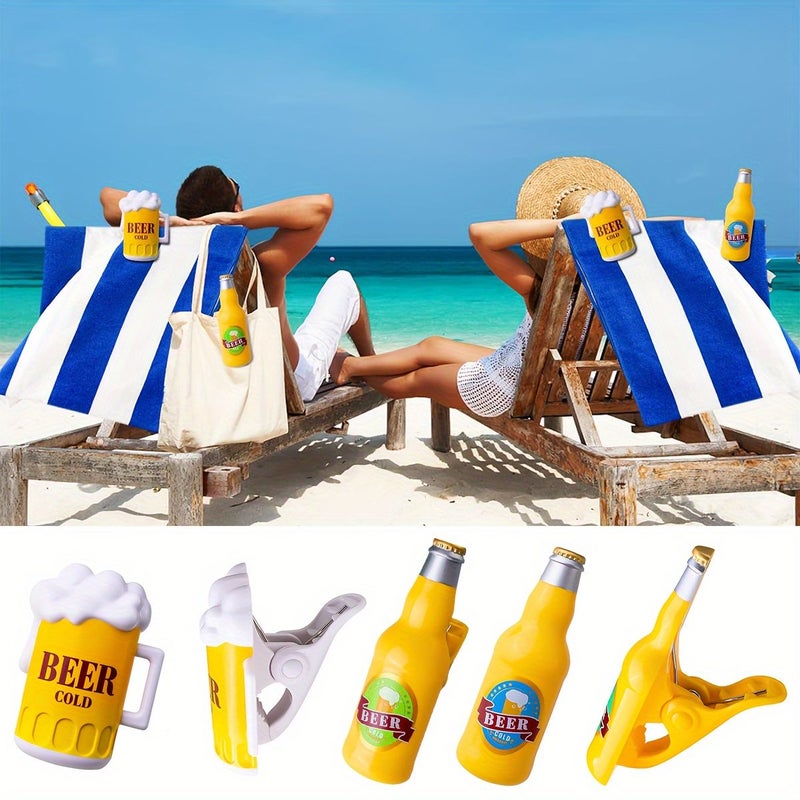 Bottle Blue Beach Towel Clip Large Plastic Clamp Prevents Towels Blowing Away for Pool Cruise Terrace - Image 2
