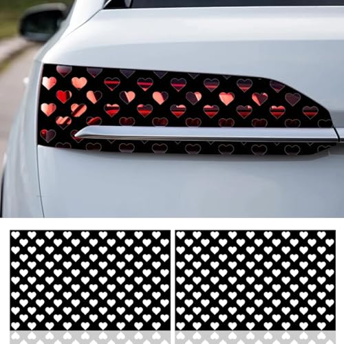 Tuxihapp 2PCS Car Rear Tail Light Lamp Stickers 189118 Waterproof Heart Pattern Decal DIY Taillight Tint Film Sheet Universal Self Adhesive Car Headlight Taillight Cover Trim Sticker Black - Image 1