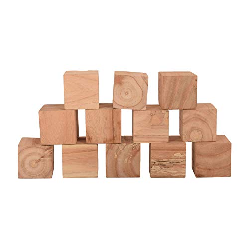 Rashri 12 Pcs 2 inch Wooden Square Cubes Unfinished Wood Blocks for Wood Crafts, Wooden Cubes, Wood Blocks, Great for Baby Showers (12pcs) - Image 3