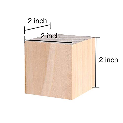 Rashri 12 Pcs 2 inch Wooden Square Cubes Unfinished Wood Blocks for Wood Crafts, Wooden Cubes, Wood Blocks, Great for Baby Showers (12pcs) - Image 2