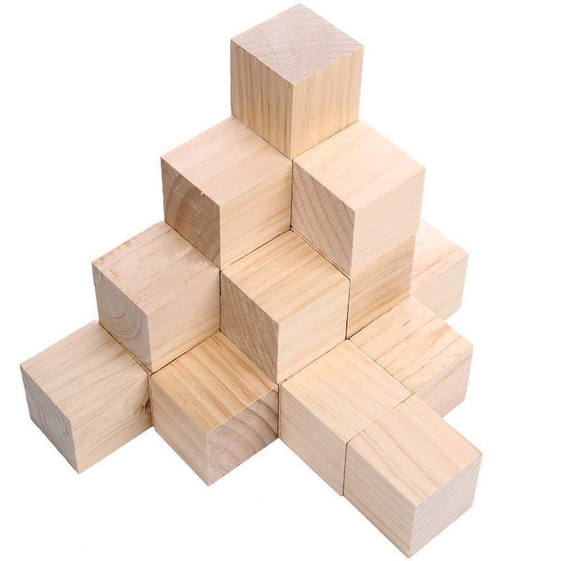 Rashri 12 Pcs 2 inch Wooden Square Cubes Unfinished Wood Blocks for Wood Crafts, Wooden Cubes, Wood Blocks, Great for Baby Showers (12pcs) - Image 5
