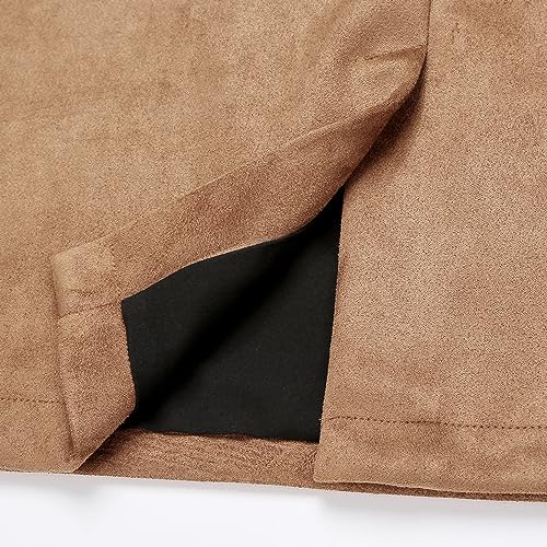 IDEALSANXUN Suede Skirt for Women 2026 Trendy Fall Winter High Waisted Bodycon Stretch Knee Length Pencil Midi Skirts with Slit, Suede Khaki, L - Image 5