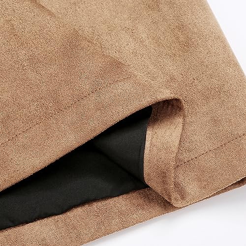 IDEALSANXUN Suede Skirt for Women 2026 Trendy Fall Winter High Waisted Bodycon Stretch Knee Length Pencil Midi Skirts with Slit, Suede Khaki, L - Image 2