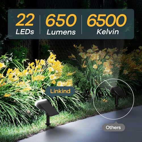 Linkind Solar Lights Outdoor Waterproof IP67, StarRay Dusk-to-Dawn Outdoor Solar Lights, 3 Lighting Modes Solar Spot Lights Outdoor for Garden, Yard, Landscape (Daylight, 2 Pack) - Image 3