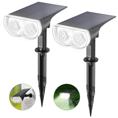 Linkind Solar Lights Outdoor Waterproof IP67, StarRay Dusk-to-Dawn Outdoor Solar Lights, 3 Lighting Modes Solar Spot Lights Outdoor for Garden, Yard, Landscape (Daylight, 2 Pack) - Image 1