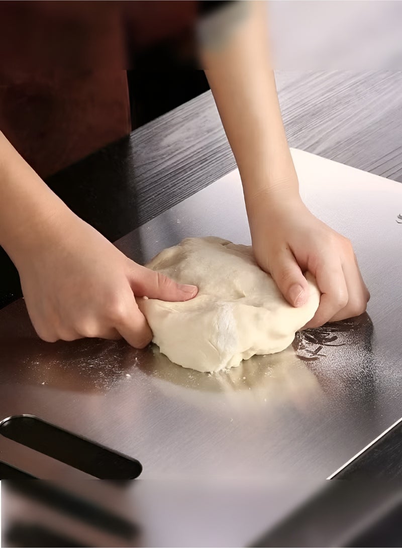 Toshionics 304 Stainless Steel Cutting Board For Kitchen, Meat, Fruit, Pastry, Pizza, Cheese, Vegetable Metal Cutting Board, Meat Cutting Board For Anti-skid Double Side, Dough Board 27X39 - Image 2