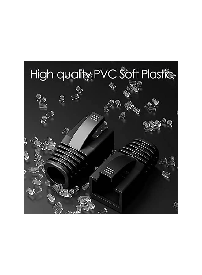 erorex 100Pack Rj45 Boot Cover Cat5 Cat6 Cat6A Ethernet Network Cable Strain Relief Boot Fit Od 5.5 6.5Mm Ethernet Cable Od 6.5Mm Black - Image 3