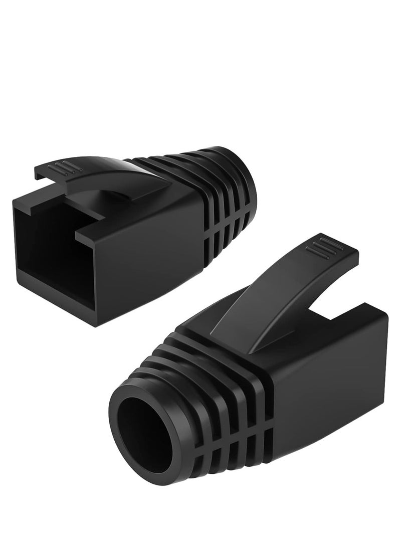erorex 100Pack Rj45 Boot Cover Cat5 Cat6 Cat6A Ethernet Network Cable Strain Relief Boot Fit Od 5.5 6.5Mm Ethernet Cable Od 6.5Mm Black - Image 1