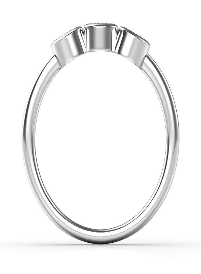 Metal Factory Sz 7.0 Solid Sterling Silver 3 CZ Past Present Future Wedding Engagement Ring - Image 3