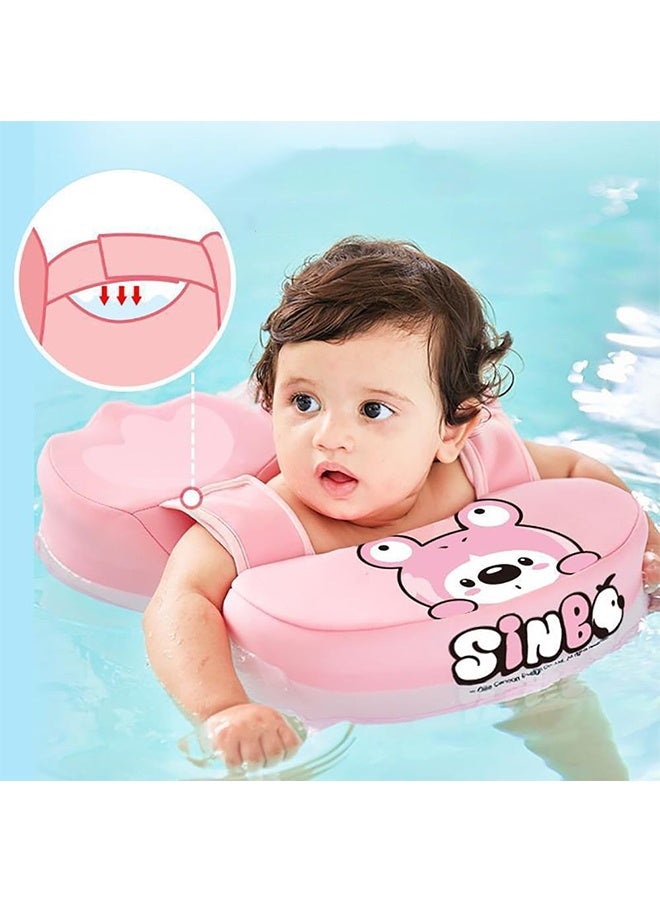 عوامات سباحة الأطفال العائمة غير القابلة للنفخ للسباحة للرضع مع دعم سفلي آمن للأطفال الرضع قابل للتعديل ومناسب للأطفال الصغار والأطفال، عوامة سباحة للأطفال بنمط كرتوني - Image 1