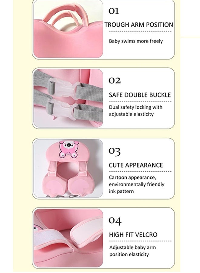 عوامات سباحة الأطفال العائمة غير القابلة للنفخ للسباحة للرضع مع دعم سفلي آمن للأطفال الرضع قابل للتعديل ومناسب للأطفال الصغار والأطفال، عوامة سباحة للأطفال بنمط كرتوني - Image 5