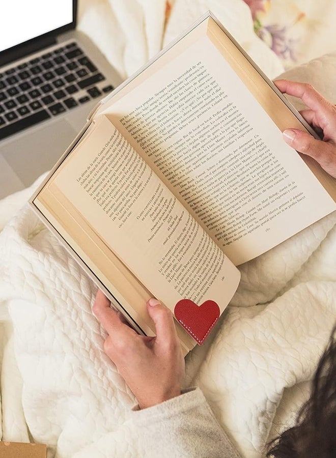 6Pcs Leather Bookmarks for Women with Heart Shape, Cute Corner Bookmark, Book Accessories for Reading Lovers, Book Markers for Women, Bookmarks for Book Lovers (Heart) - Image 4