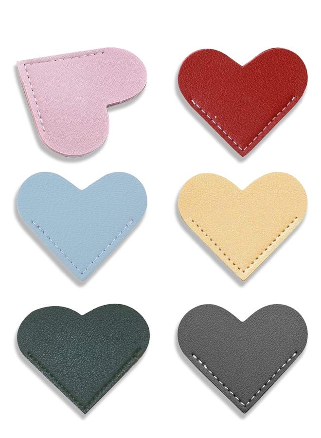 6Pcs Leather Bookmarks for Women with Heart Shape, Cute Corner Bookmark, Book Accessories for Reading Lovers, Book Markers for Women, Bookmarks for Book Lovers (Heart) - Image 1