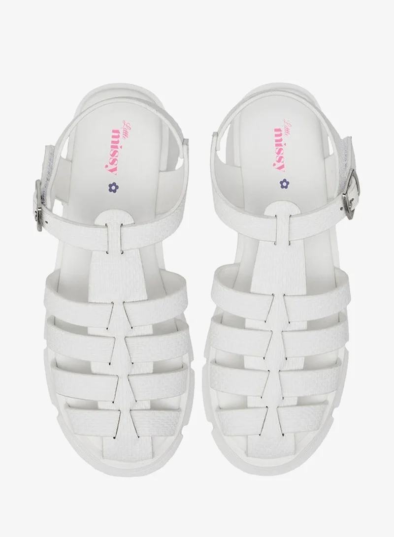 Girls Strappy Flatform Sandals with Hook and Loop Closure