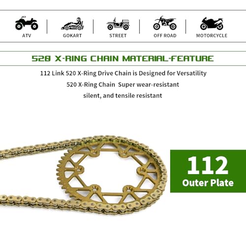 WEICHENGXIN Gold 520 X-Ring Chain 112 Links - UniversalEnhanced Durability & Performance - Image 2
