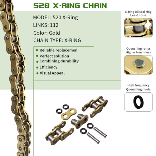 WEICHENGXIN Gold 520 X-Ring Chain 112 Links - UniversalEnhanced Durability & Performance - Image 3