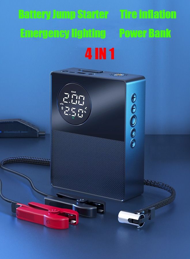 Generic Jump starter with Air Compressor 1000A Peaks Automobile Battery Booster Power Pack with LED Light Power Bank Function 150PSI Digital Tire Inflator  - Image 1