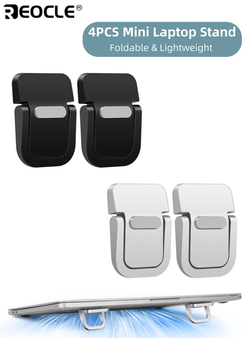 REOCLE 4PCS Compact Portable Laptop Stands with Invisible Foldable Design & Ergonomic Support Zinc Alloy Computer Risers with Wide Compatibility for Notebook Tablet and Phone