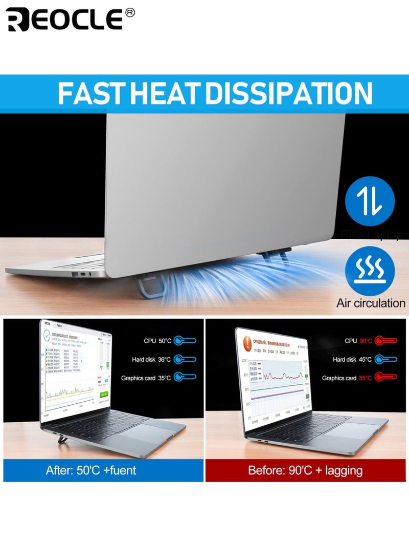 REOCLE 4PCS Compact Portable Laptop Stands with Invisible Foldable Design & Ergonomic Support Zinc Alloy Computer Risers with Wide Compatibility for Notebook Tablet and Phone - Image 3