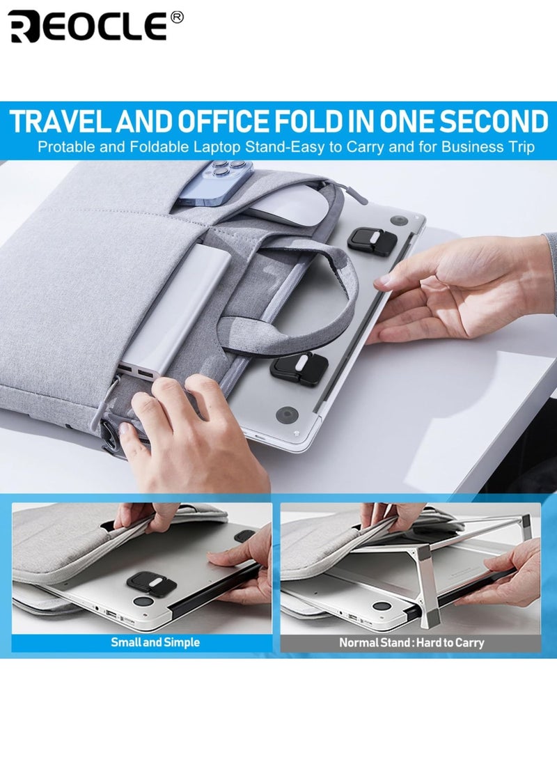 REOCLE 4PCS Compact Portable Laptop Stands with Invisible Foldable Design & Ergonomic Support Zinc Alloy Computer Risers with Wide Compatibility for Notebook Tablet and Phone - Image 4