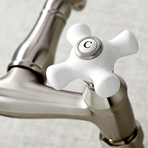 Kingston Brass KS3228PX Vintage Wall Mount Kitchen Faucet, Brushed Nickel, 8.5 x 8 x 6 - Image 3